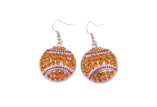 Bling Dangle Softball Earring